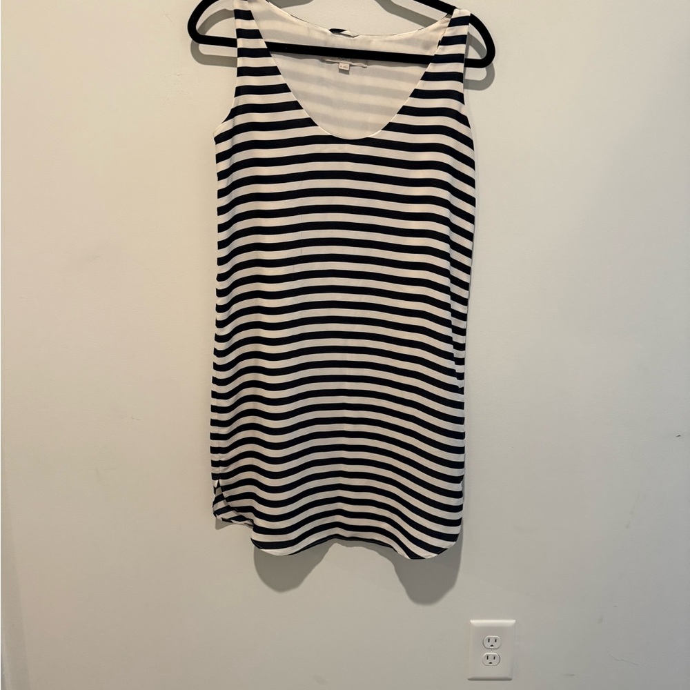 LOFT Black and White Striped Mini Dress